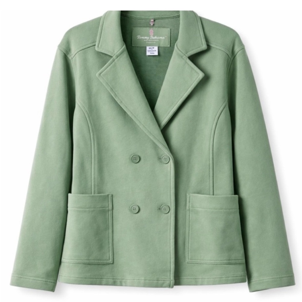 NWT Tommy Bahama Marina Del Mar French Terry Peacoat M Tropical Fern Green - Picture 2 of 10